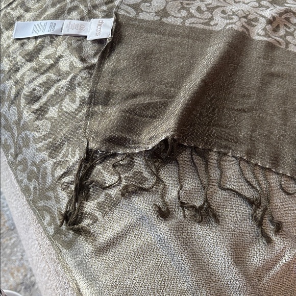 Chico's Metallic Gold and Sage Green Scarf - Picture 5 of 8